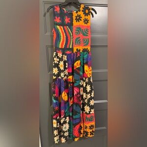 Anthropologie Farm Rio Orange and Black Floral Dress